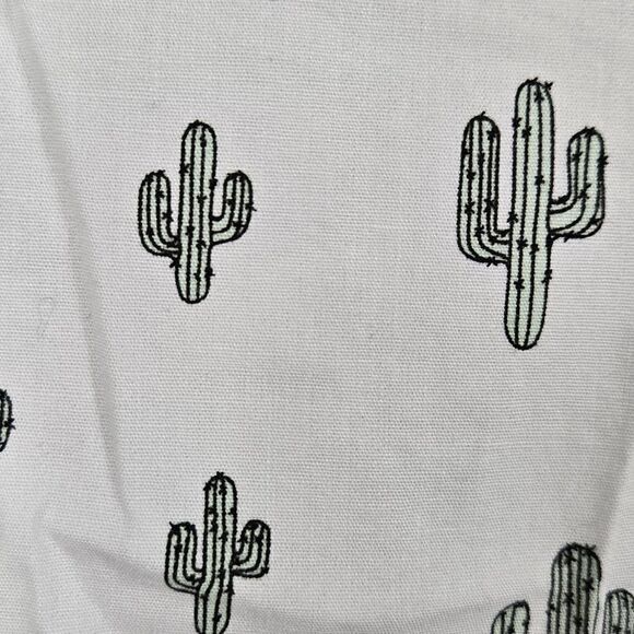 Big Men's 2XL Slim Fit White Short Sleeve Top Cactus Printed Button Down Shirt - Picture 4 of 12